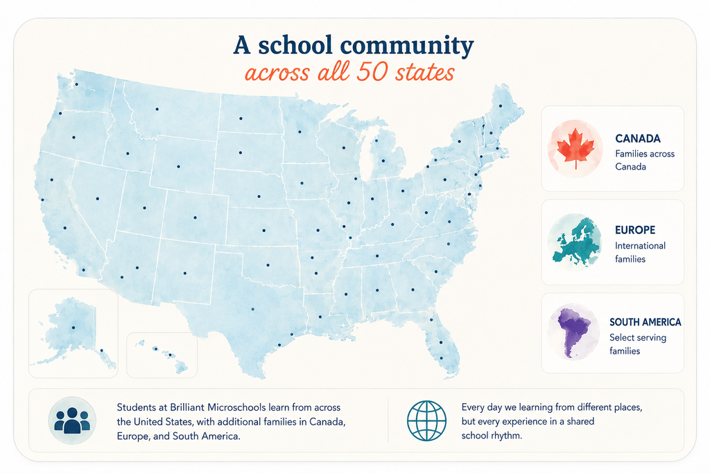 A map of the United States dotted with BMS families in all 50 states, alongside cards for Canada, Europe and South America