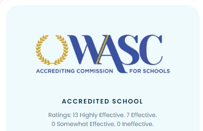 WASC Accrediting Commission for Schools — Accredited School. Ratings: 13 Highly Effective, 7 Effective, 0 Somewhat Effective, 0 Ineffective.
